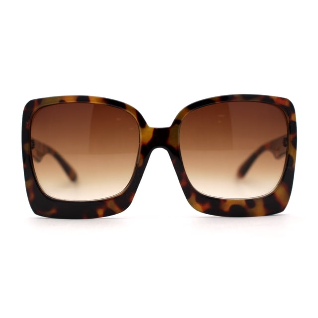 Groovy Womens Shaggy Rectangular 20s Thick Butterfly Sunglasses Tortoise Brown