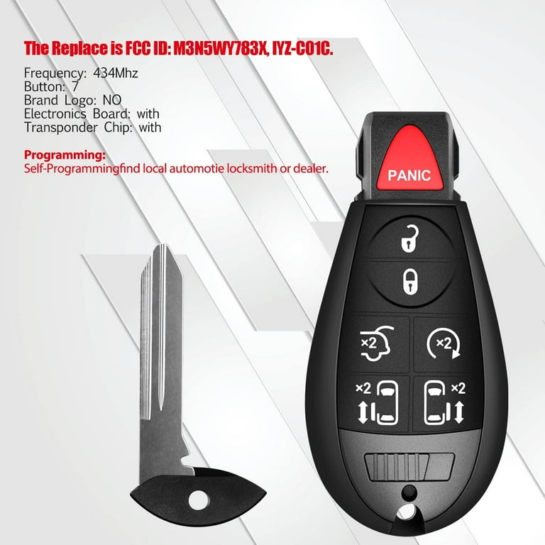 2 Replacement For 2009-2018 2019 Dodge Grand Caravan Remote Key