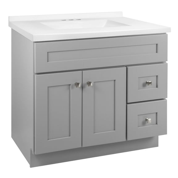 Design House Brookings 37-Inch Vanity in Gray with Modern Sink Top, Fully Assembled