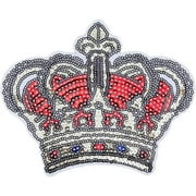 10Pcs Crown Embroidery Patches King Queen Clothing Garments Appliques with Sequins Iron Sewing Red Black Patches Hot Glue Appliques Stickers for Fabric Handbag Jacket Jeans DIY