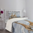 thumbnail image 5 of Africa Bedspread, Giraffe Family Looking at The Skyline in Savannah Grassland with Shrubs Print, Decorative Quilted 2 Piece Coverlet Set with Pillow Sham, Twin Size, Blue Tan, by Ambesonne, 5 of 6