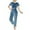 Sky Blue, variant on Kaemgyyd Pajama Sets for Women Velvet Sleepwear 2 Piece Outfit Trendy Lounge Sets Soft Short Sleeve Crop Top and Long Pants