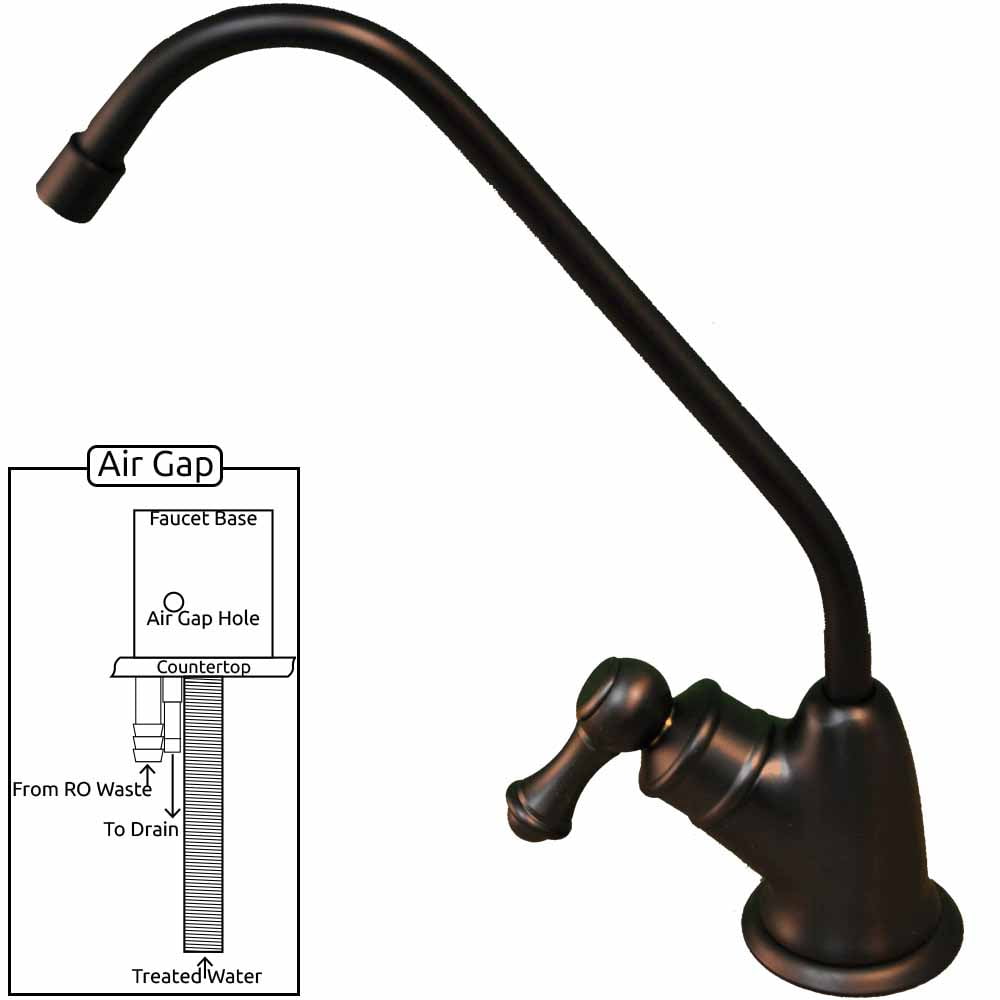 Pureteck Euro Style Airgap Long Reach Ro Faucet Oil Rubbed