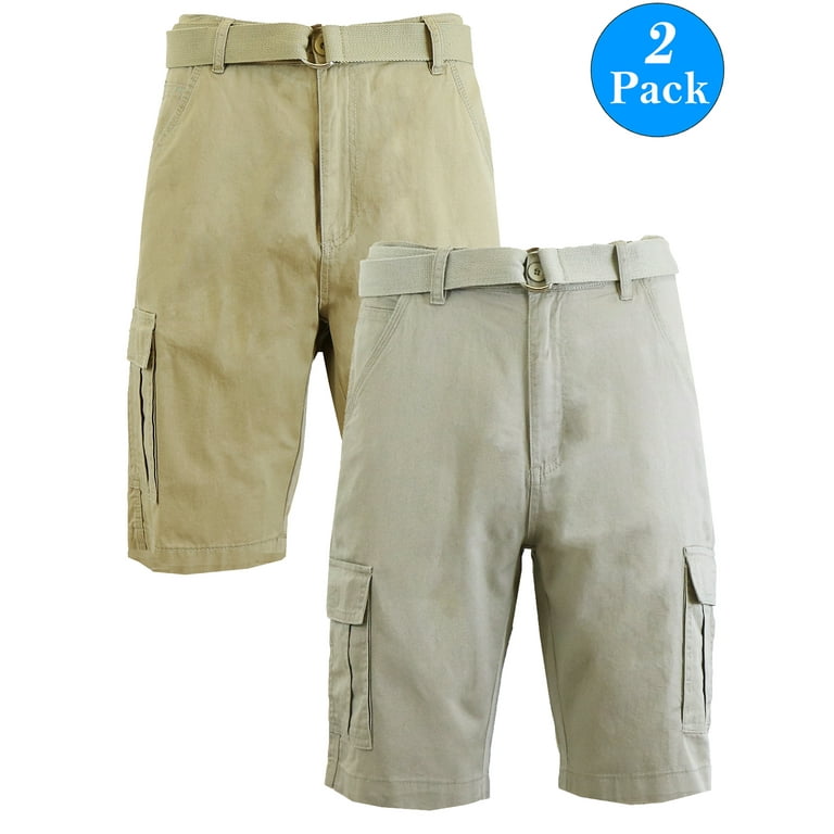 Men's Belted Cotton Cargo Shorts (2-Pack) - Walmart.com