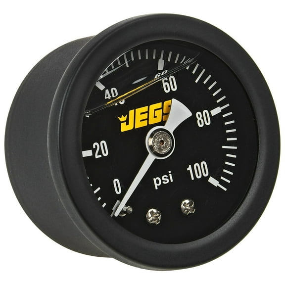 JEGS After-Dark 1.5" Liquid-Filled Fuel Pressure Gauge, 0-100 psi, Black Case & Bezel, 0.2 lb