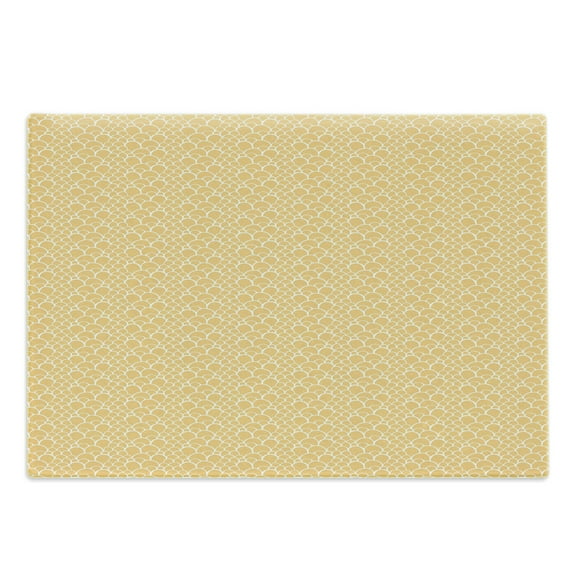 Fish Scale Cutting Board, Reptile Lizard Skin Pattern with Loops Exotic Animal Print Modern Design, Decorative Tempered Glass Cutting and Serving Board, Large Size, Mustard and White, by Ambesonne