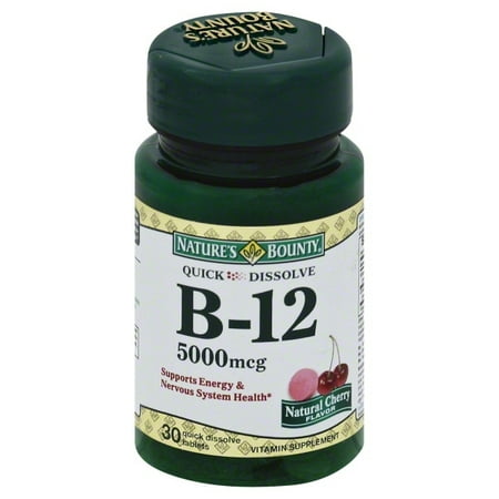 Nature's Bounty Sublingual Vitamin B-12, 5000mcg, 30 Tablets (Pack of 3)