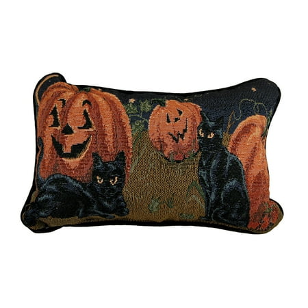Decorative Pumpkin - Black Cats and Pumpkins Decorative Autumn Accent Pillow
