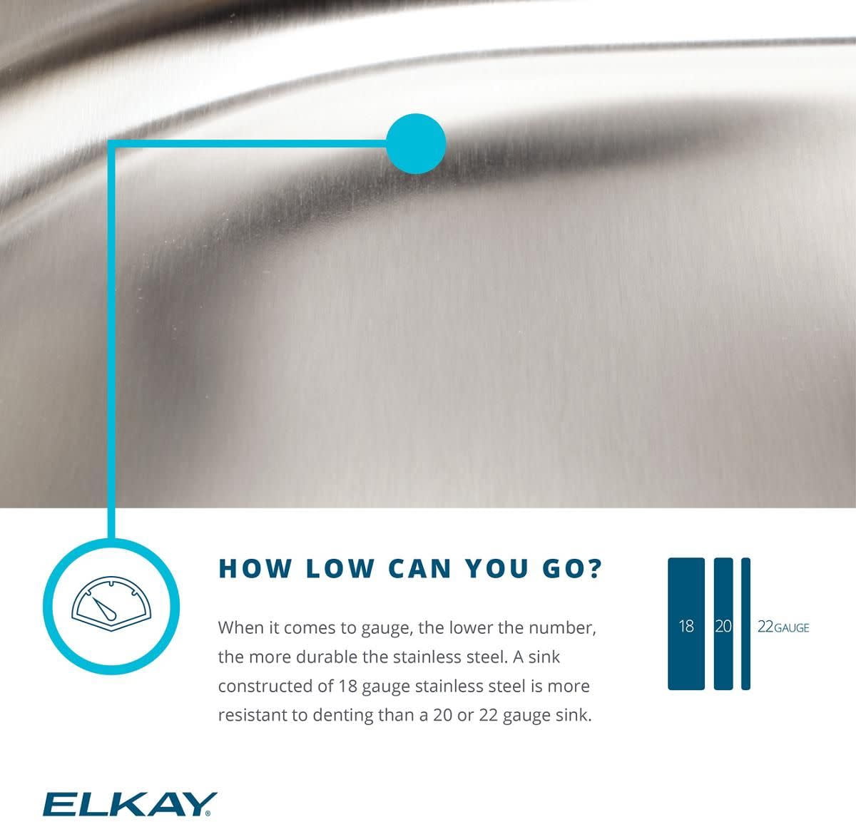 Elkay ELUH2816 Lustertone Stainless Steel 30-1/2" x 18-1/2" x 7-1/2", 1-Bowl Undermount Kitchen Sink
