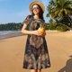 thumbnail image 4 of Easygdp Tree Meditating Golden Retriever para Vestido Transpirable de Mujer, Vestido Suelto de Manga Corta con Pliegues y Bolsillos para el Verano, 4 of 6