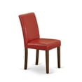 thumbnail image 3 of East West Furniture 1MZAB3-MAH-72 3Pc Dinette Sets for Small Spaces Consists of a Wood Dining Table and 2 Parsons Dining Chairs with Firebrick Red Color PU Leather, Drop Leaf Table with Full Back..., 3 of 8