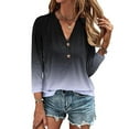 thumbnail image 1 of AOOCHASLIY Ladies' Clothes Clearances Womens 3/4 Sleeve V Neck Buttons Tee Gradient Color Blouse Loose Fit Tshirts Fall Tunic, 1 of 5