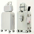 thumbnail image 3 of Minimalist Solid Color Luggage Case Set - Hard Shell, Zipper Trolley | 1pc/2pcs, Includes Small Square Makeup Handbag for Travel, 3 of 11