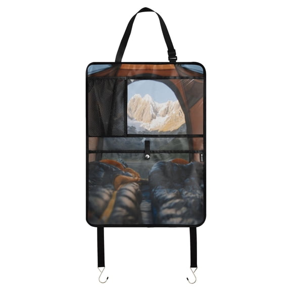 Car Seat Back Protector,Waterproof & Stain Resistant Kick Mats with Tablet Holder & Organizer Pockets,Easy-Clean Nylon Back Seat Protector Travelling