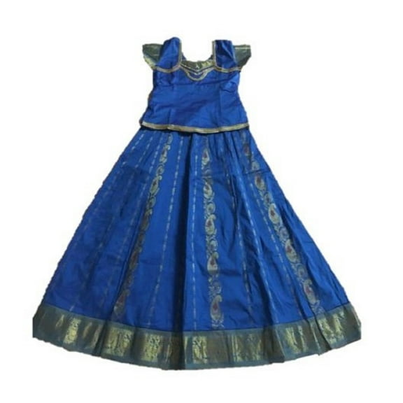 Krishnac South Indian Lehenga Girls skirt BLUE - 38" (SIDB14)