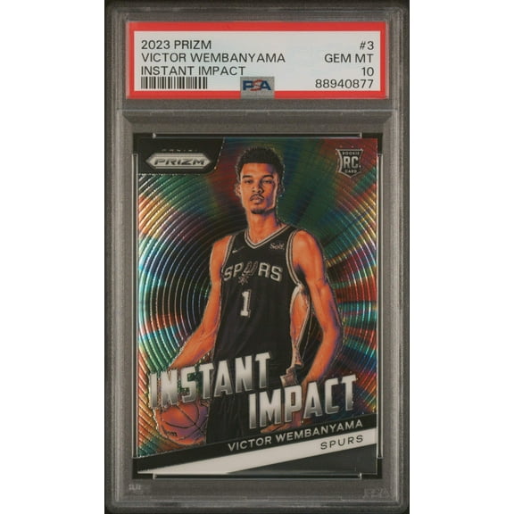 Graded 2023 Panini Prizm Victor Wembanyama #3 Instant Impact Rookie RC Basketball Card PSA 10 Gem Mint