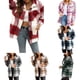 thumbnail image 4 of Ladies Check Fleece Winter Jacket Shacket Baggy Tartan Tops Casual Shirts Coat, 4 of 7