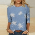thumbnail image 2 of Ruimatai Women's Patchwork Color Block T-Shirt 3/4 Sleeve Round Neck Casual Blouse Soft Polyester Comfortable Loose Fit Stylish Printed Top, 2 of 4