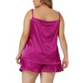 thumbnail image 4 of Unique Bargains Women's Plus Size Lingerie 2 Pcs Cami Shorts Sleepwear Set 3X Hot Pink, 4 of 6