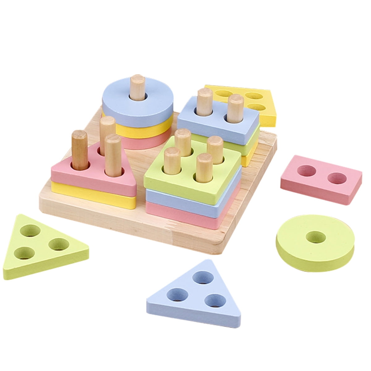 Four Sets Baby Wooden Shape Toys Paired Cognitive Preschool Learning