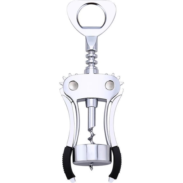 Abridor de vino, abridor de botellas de vino de aleación de zinc, sacacorchos de ala resistente, sacacorchos manual multifuncional para camarero, Silver-2pcs