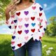 thumbnail image 2 of Mujeres de Manga Larga Tops de Moda Multi-Color Corazón Impresión Off-Shoulder con Mangas Acampanadas para la Fiesta Y las Vacaciones, 2 of 6