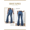 thumbnail image 3 of HOTAPEI Flare Jeans for Women Elastic Waist Ripped Jeans Raw Hem Bell Bottom Denim Pants, 3 of 5