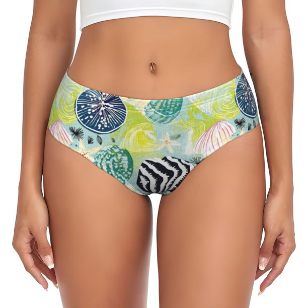Fotbe Shell Clam Calzones Estampados para Mujer – Ropa Interior de Algodón, Cómoda, Suave y Elástica-X-Large