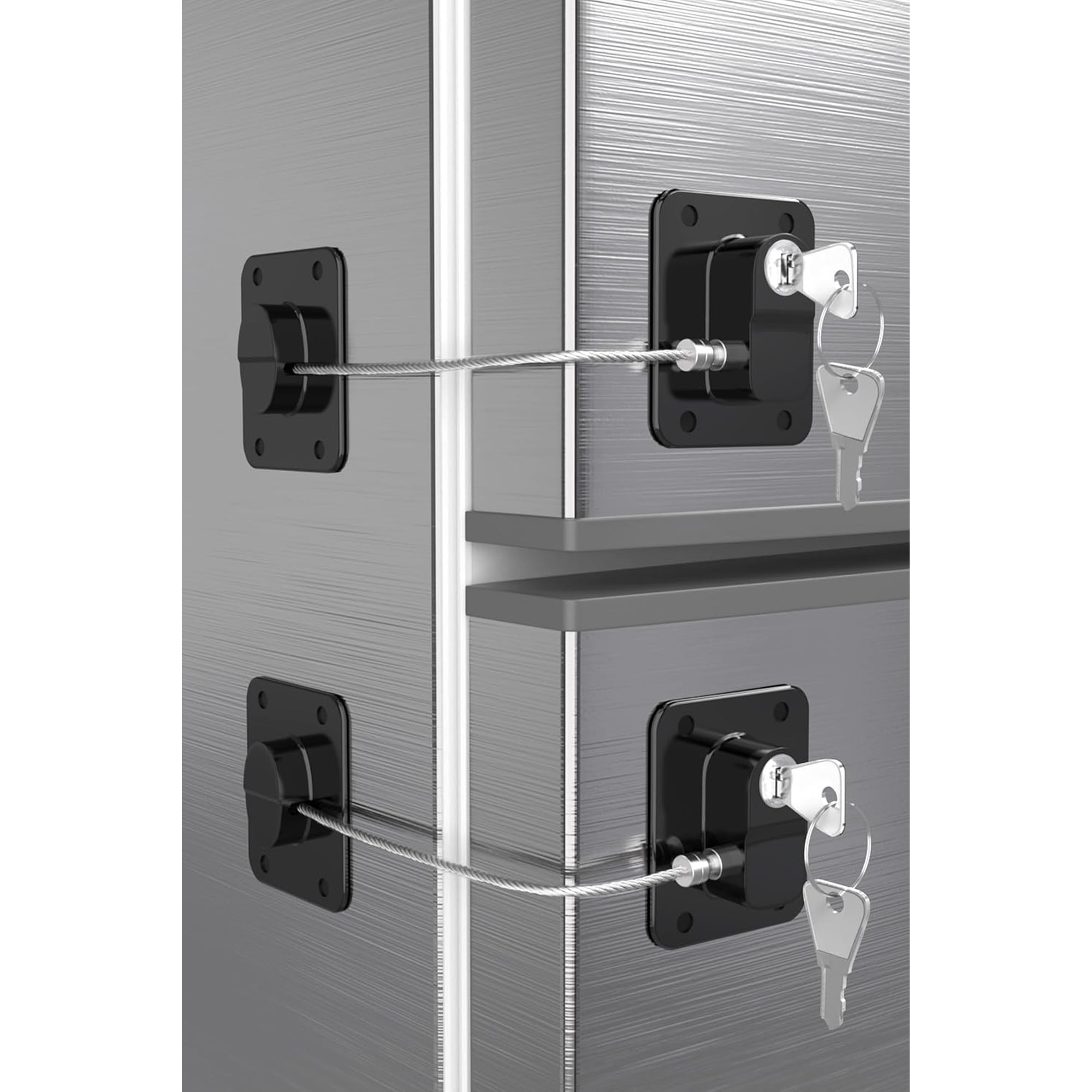 2 Pack Refrigerator Lock, Upgraded Child Safety Fridge Lock with Keys for Refrigerator, Cabinets and Drawers, Easy to Use and Install