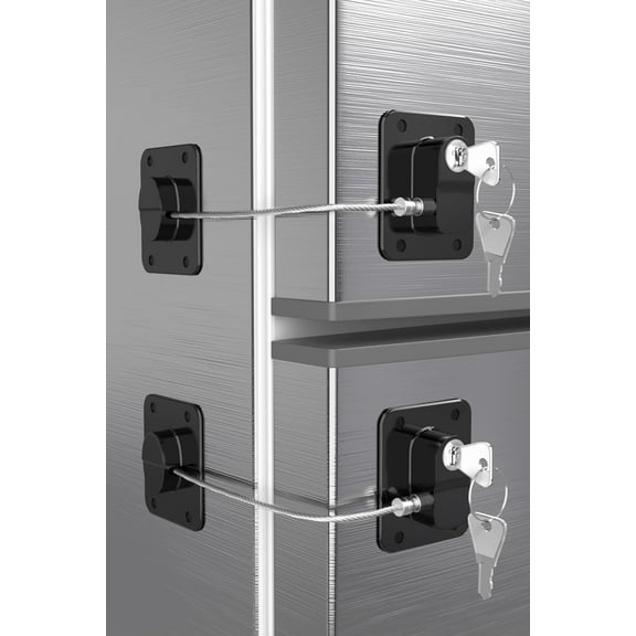 2 Pack Refrigerator Lock, Upgraded Child Safety Fridge Lock with Keys for Refrigerator, Cabinets and Drawers, Easy to Use and Install