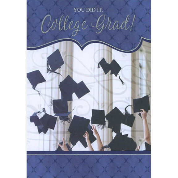 Designer Greetings Students Throwing Grad Caps : You Did It College Graduation Congratulations Card