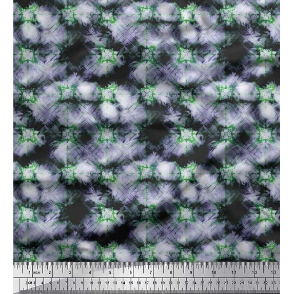 Soimoi Rayon Fabric Check Tie-Dye Printed Craft Fabric by the Yard 42 Inch Wide