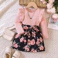 thumbnail image 2 of TAIAOJING Toddle Child Girls Long Sleeve Ribbed Tops Flowers Prints Bow Tie Skirt Outfits For 2-3 Years, 2 of 9