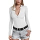thumbnail image 4 of Body sexy de punto acanalado con botones para mujer, cuello en V, casual, sin mangas, camisetas sin mangas, camiseta Henley de verano, 4 of 5