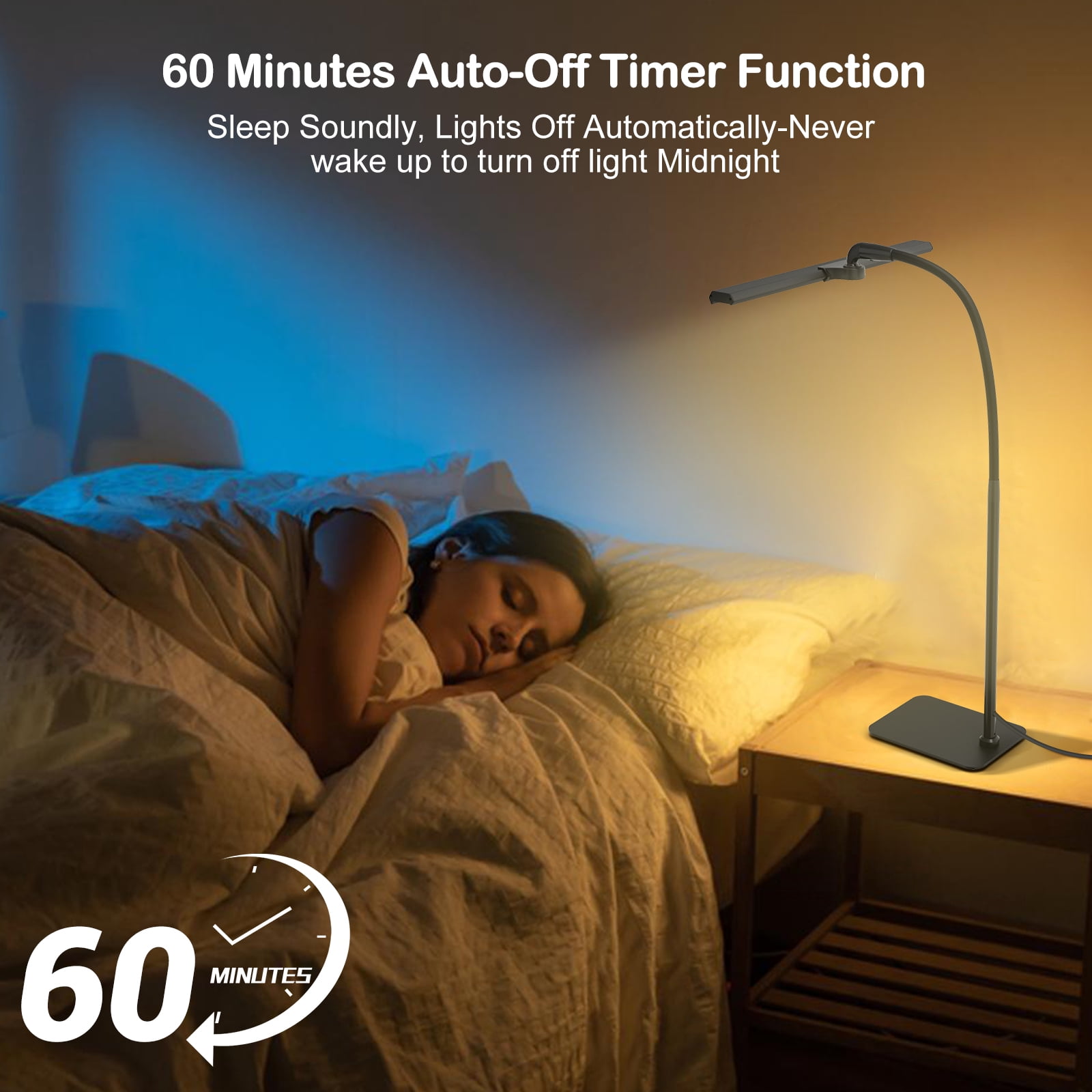 Lococo LED Desk Lamp, Tall Gooseneck, 5-Level Dimmable Brightness & Color for Home Office