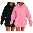 thumbnail image 2 of Womens Hoodies For Women Unisex Fashionable Casual Solid Color Sweatshirts Long Sleeve With Pockets 2Pc Autumn Winter Daily Wear L Sweatshirt For Women, 2 of 4