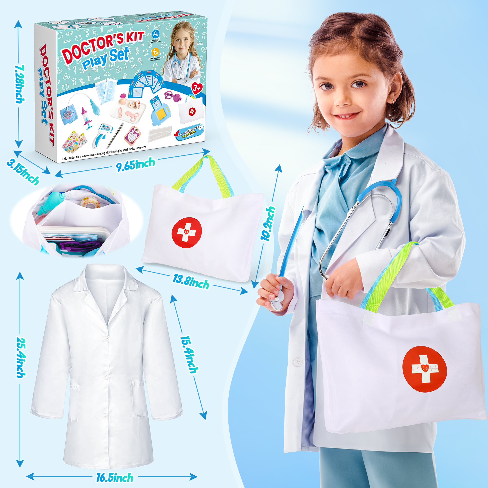 Freecat 39-Piece Doctor Kit for Kids with White Coat photo 2
