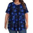 thumbnail image 5 of Tnhcen Plus Size Women's Summer Floral Print Loose Fit Ruffled Front T-Shirt | Stretchy Basic Tops (L-5XL) | Casual Daily Beach Wear, 5 of 8
