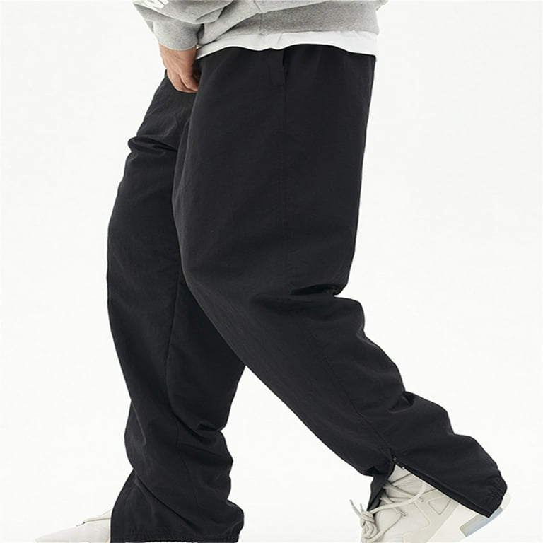 KaLI_store Mens Pants Men's Running Pants Lightweight Joggers Pants with  Zipper Pockets Black,XXL