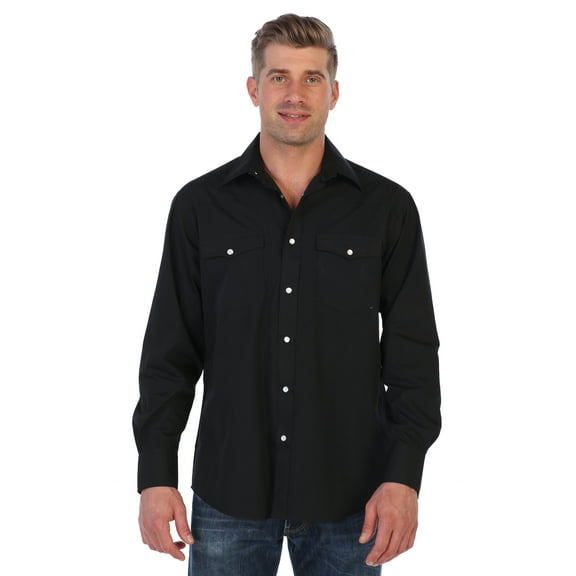 Gioberti Men’s Solid Long Sleeve Western Shirt with Pearl Snap-on Buttons