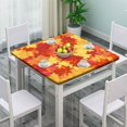 thumbnail image 3 of Elastic Edge Square Fitted Tablecloth, Autumn Maple Leaves Fall Polyester Table Cover, for Indoor Outdoor Kitchen Home Party Dinner Patio, Fit for 32" x 32" Square Table, 3 of 4