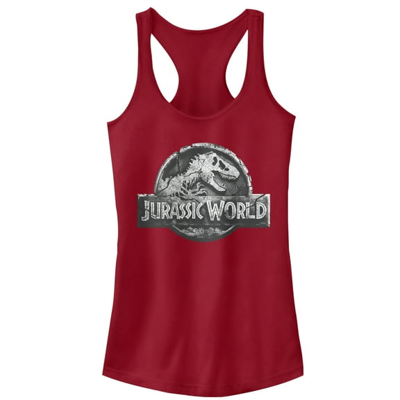 Junior's Jurassic World: Fallen Kingdom Logo Racerback Tank Top Scarlet X Large