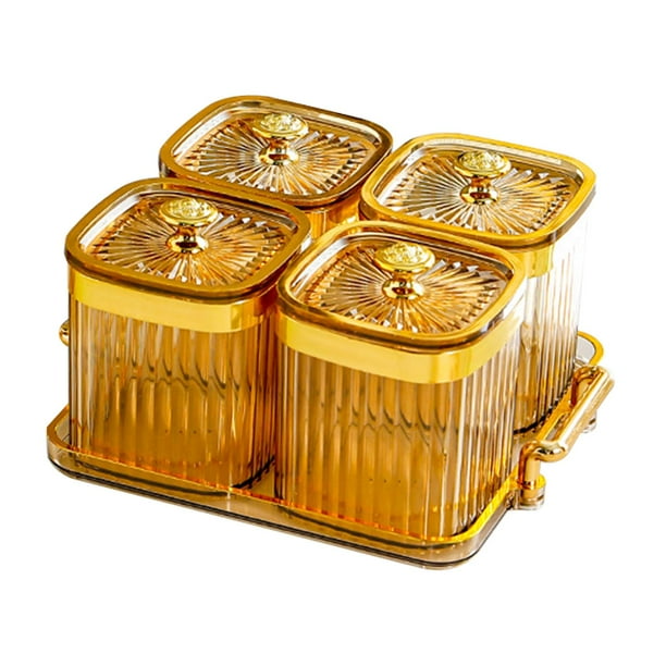 Bandeja para frutos secos, bandeja para servir con divisiones, caja multiusos para almacenar alimentos Amarillo