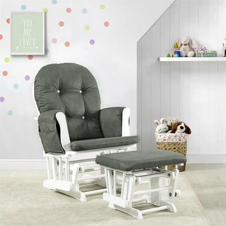 Baby Relax Carly Gray White Nursery Glider Ottoman Walmart Com