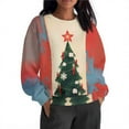 thumbnail image 4 of Women's Christmas Fleece Sweatshirt Long Sleeve Crew Neck Santa Claus Christmas Tree Graphic Print Casual Loose Hoodies for Holiday Party Multicolor-11 S, 4 of 9