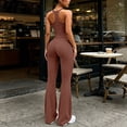 thumbnail image 4 of Ynynloco Womens Workout Sets 2 Piece Spaghetti Straps Crop Top High Waist Tummy Control Flared Leg Yoga Pants Yoga Pilates Outfits, 4 of 9