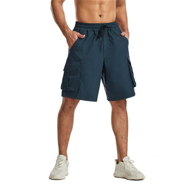 SAYOO - Pantalones cortos de senderismo para hombre, de secado rápido, para viajes al aire libre, con cordón, para hombres, con múltiples bolsillos SAYOO Casual