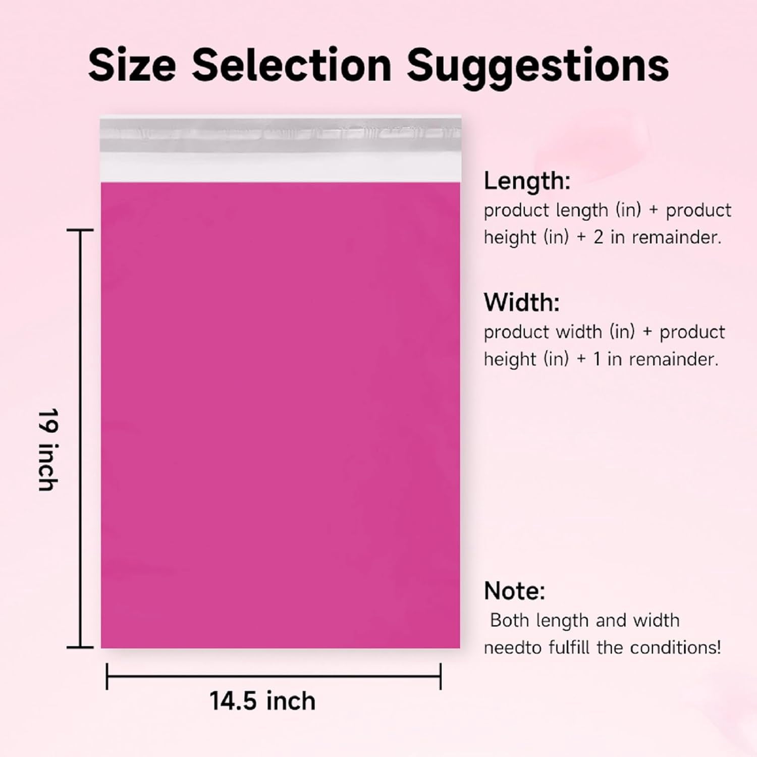 TRAEKESYI Pink Poly Mailers 14.5X19 100 Pack, Strong Adhesive Shipping Envelopes for Clothing/Shirt, Poly Bags for Small Businesses, Waterproof Mailing for Shipping, Packages Bags