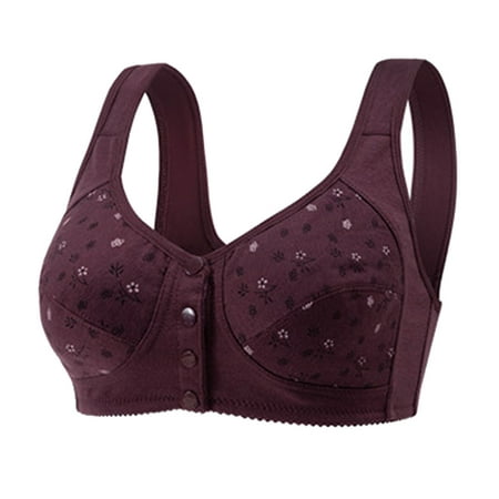 

YWDJ Womens Bras Women Fashion Non Steel Ring Front Buckle Vest Style Underwear Purple XXXL