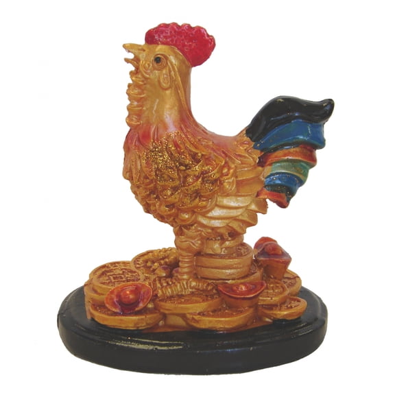Orange Base Colorful Chinese Zodiac Rooster Statue